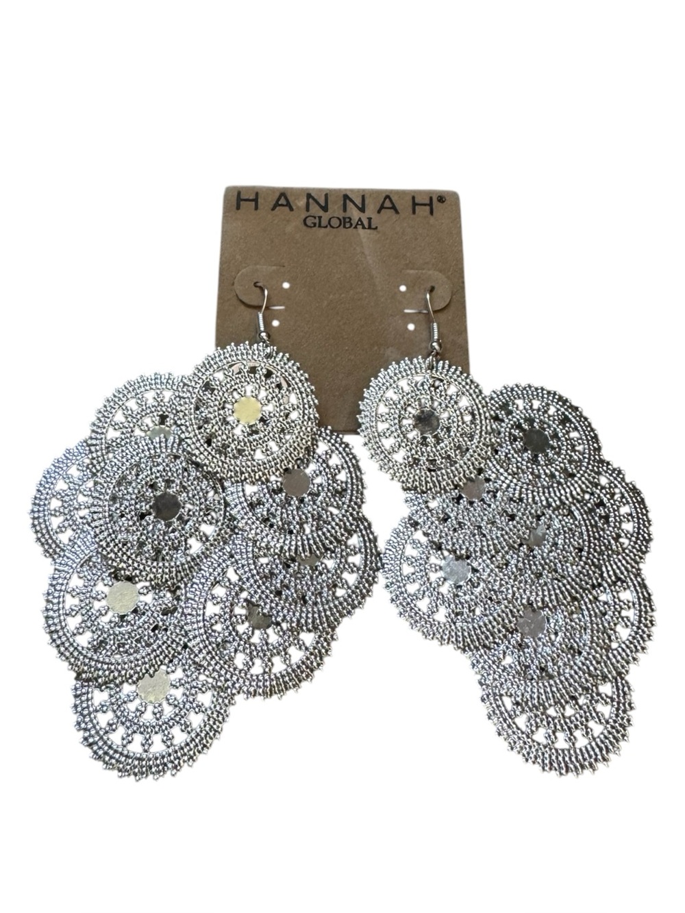 Hannah Global Layered Wheel Design Dangle Earrings